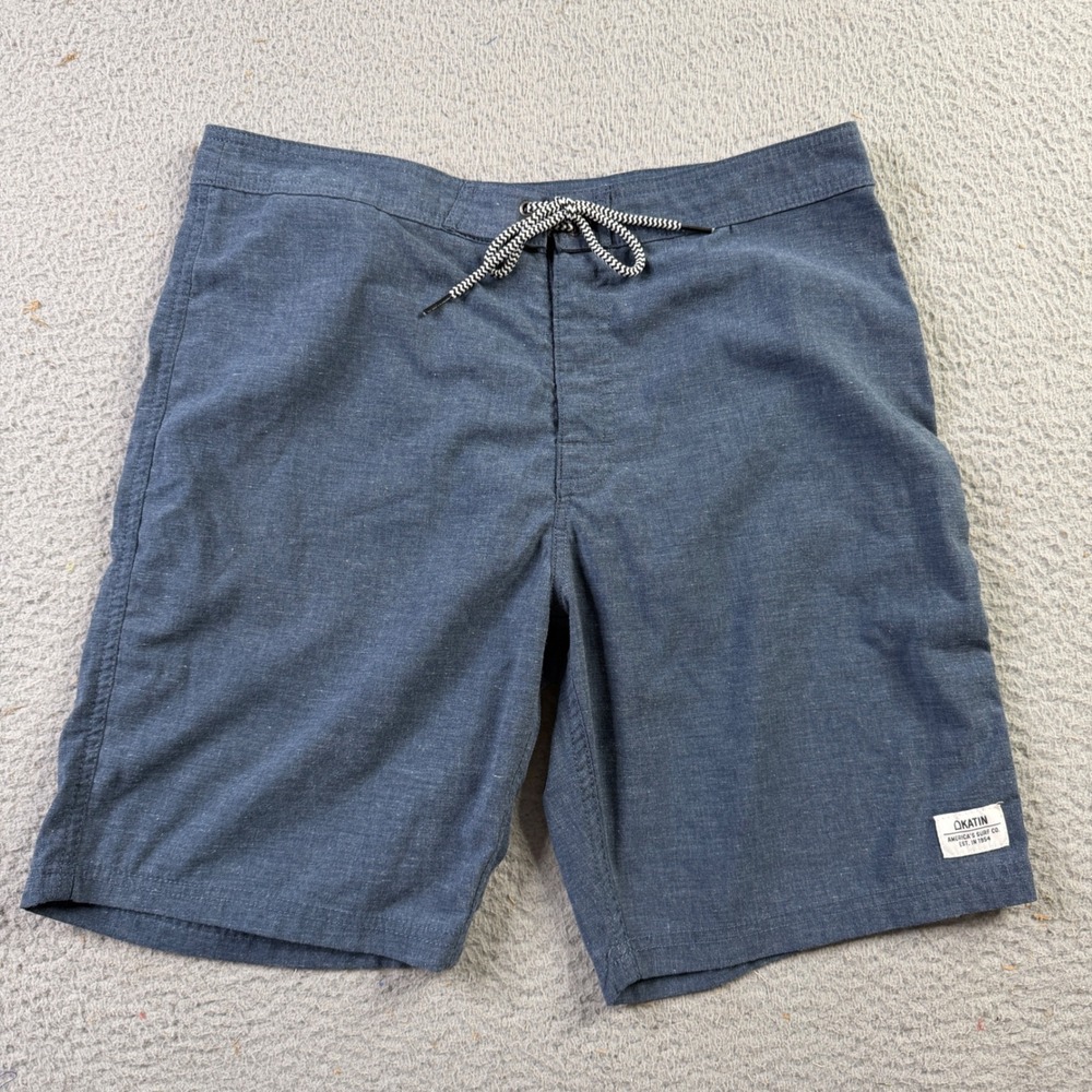 Katin Blue Board Shorts Swim Trunks Mens Size 31 Striped Pocket